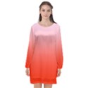 Pink Lace To Scarlet Red Linear Gradient Long Sleeve Chiffon Shift Dress  View1