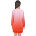 Pink Lace To Scarlet Red Linear Gradient Long Sleeve Chiffon Shift Dress  View2