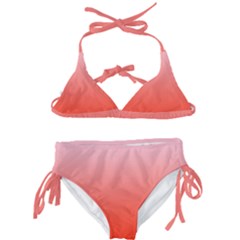 Pink Lace To Scarlet Red Linear Gradient Kids  Classic Bikini Set by GradientsOmbre