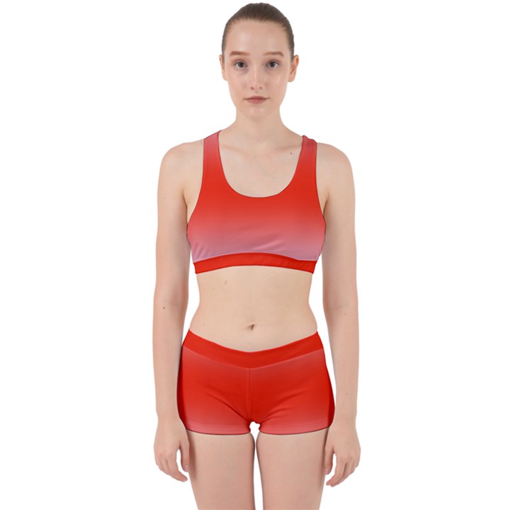 Pink Lace To Scarlet Red Bilinear Gradient Work It Out Gym Set