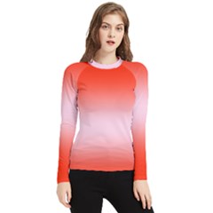 Scarlet Red To Pink Lace Bilinear Gradient Women s Long Sleeve Rash Guard by GradientsOmbre