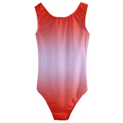 Scarlet Red To Pink Lace Bilinear Gradient Kids  Cut-out Back One Piece Swimsuit by GradientsOmbre