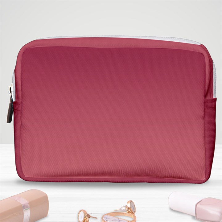 Burgundy Red To Coral Pink Linear Gradient Make Up Pouch (Medium)