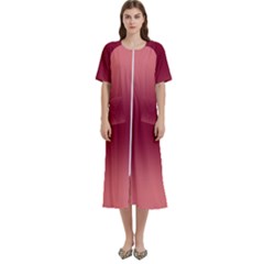 Coral Pink To Burgundy Red Bilinear Gradient Women s Cotton Short Sleeve Nightgown by GradientsOmbre