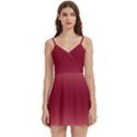 Coral Pink To Burgundy Red Bilinear Gradient Body Wrap Sleeveless V-Neck Mini Dress View1