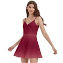 Coral Pink To Burgundy Red Bilinear Gradient Body Wrap Sleeveless V-Neck Mini Dress View2