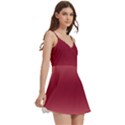 Coral Pink To Burgundy Red Bilinear Gradient Body Wrap Sleeveless V-Neck Mini Dress View3