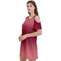 Coral Pink To Burgundy Red Bilinear Gradient Women s Cold Shoulder Round Neck Mini Dress View2