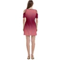 Coral Pink To Burgundy Red Bilinear Gradient Women s Cold Shoulder Round Neck Mini Dress View4