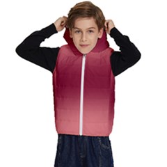 Coral Pink To Burgundy Red Bilinear Gradient Kids  Stylish Hooded Puffer Vest by GradientsOmbre