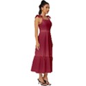 Coral Pink To Burgundy Red Bilinear Gradient Tie-Strap Tiered Midi Chiffon Dress View3