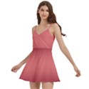 Burgundy Red To Coral Pink Bilinear Gradient Body Wrap Sleeveless V-Neck Mini Dress View2