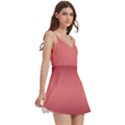 Burgundy Red To Coral Pink Bilinear Gradient Body Wrap Sleeveless V-Neck Mini Dress View3