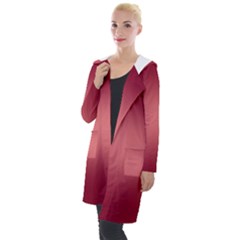 Burgundy Red To Coral Pink Bilinear Gradient Hooded Pocket Cardigan by GradientsOmbre