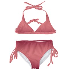 Burgundy Red To Coral Pink Bilinear Gradient Kids  Classic Bikini Set by GradientsOmbre