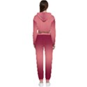 Burgundy Red To Coral Pink Bilinear Gradient Cropped Zip Up Lounge Set View2