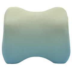 Cream Yellow To Baby Blue Linear Gradient Velour Head Support Cushion by GradientsOmbre