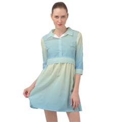 Cream Yellow To Baby Blue Linear Gradient Mini Skater Shirt Dress by GradientsOmbre