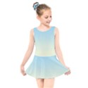 Baby Blue To Cream Yellow Linear Gradient Kids  Skater Dress Swimsuit View1