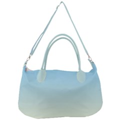 Baby Blue To Cream Yellow Linear Gradient Removable Strap Handbag by GradientsOmbre