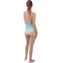 Baby Blue To Cream Yellow Linear Gradient Plunge Cut Halter Swimsuit View2