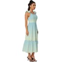 Baby Blue To Cream Yellow Linear Gradient Tie-Strap Tiered Midi Chiffon Dress View3