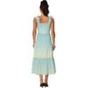 Baby Blue To Cream Yellow Linear Gradient Tie-Strap Tiered Midi Chiffon Dress View4