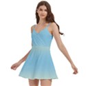 Cream Yellow To Baby Blue Bilinear Gradient Body Wrap Sleeveless V-Neck Mini Dress View2