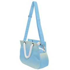 Cream Yellow To Baby Blue Bilinear Gradient Rope Handles Shoulder Strap Bag by GradientsOmbre