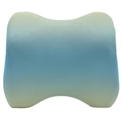 Cream Yellow To Baby Blue Bilinear Gradient Velour Head Support Cushion by GradientsOmbre