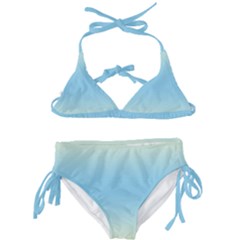 Cream Yellow To Baby Blue Bilinear Gradient Kids  Classic Bikini Set by GradientsOmbre