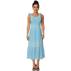 Cream Yellow To Baby Blue Bilinear Gradient Tie-strap Tiered Midi Chiffon Dress by GradientsOmbre