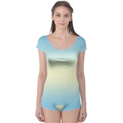 Baby Blue To Cream Yellow Bilinear Gradient Boyleg Leotard  by GradientsOmbre