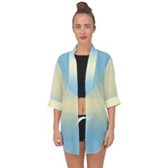 Baby Blue To Cream Yellow Bilinear Gradient Open Front Chiffon Kimono by GradientsOmbre