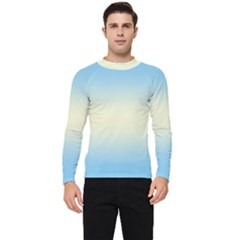 Baby Blue To Cream Yellow Bilinear Gradient Men s Long Sleeve Rash Guard by GradientsOmbre