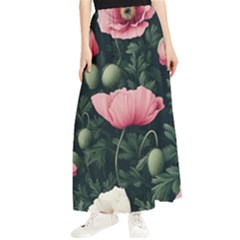 Poppy Flower Plant Petals Bloom Maxi Chiffon Skirt by Grandong