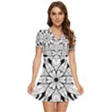 Seamless Tiling Pattern Hand Drawn Black White V-Neck High Waist Chiffon Mini Dress View1