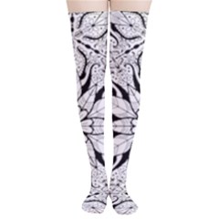 Seamless Tiling Pattern Hand Drawn Black White Thigh High Stockings by Grandong