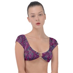 Abstract Art Pattern Design Background Cap Sleeve Ring Bikini Top by Grandong