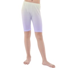 Cream Yellow To Pale Violet Linear Gradient Kids  Mid Length Swim Shorts by GradientsOmbre