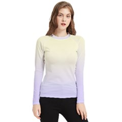 Cream Yellow To Pale Violet Linear Gradient Women s Long Sleeve Rash Guard by GradientsOmbre