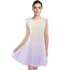 Cream Yellow To Pale Violet Linear Gradient Tie Up Tunic Dress by GradientsOmbre