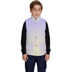 Pale Violet To Cream Yellow Linear Gradient Kid s Button Up Puffer Vest by GradientsOmbre