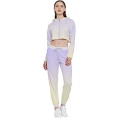 Pale Violet To Cream Yellow Linear Gradient Cropped Zip Up Lounge Set by GradientsOmbre