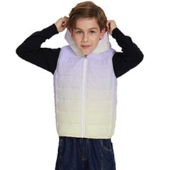 Pale Violet To Cream Yellow Linear Gradient Kids  Stylish Hooded Puffer Vest by GradientsOmbre