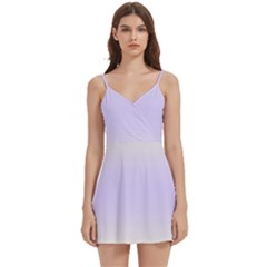 Cream Yellow To Pale Violet Bilinear Gradient Body Wrap Sleeveless V-neck Mini Dress by GradientsOmbre