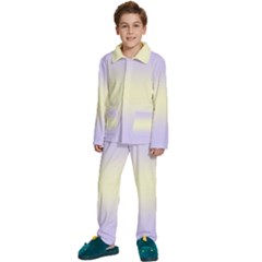 Pale Violet To Cream Yellow Bilinear Gradient Kids  Long Sleeve Velvet Pajamas Set by GradientsOmbre