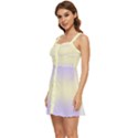 Pale Violet To Cream Yellow Bilinear Gradient Ruffle Edge Bra Cup Chiffon Mini Dress View2