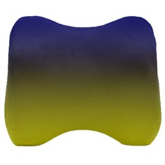 Navy Blue To Electric Yellow Linear Gradient Velour Head Support Cushion by GradientsOmbre