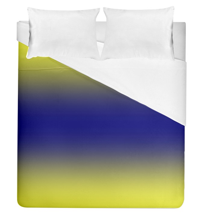 Electric Yellow To Navy Blue Bilinear Gradient Duvet Cover (Queen Size)